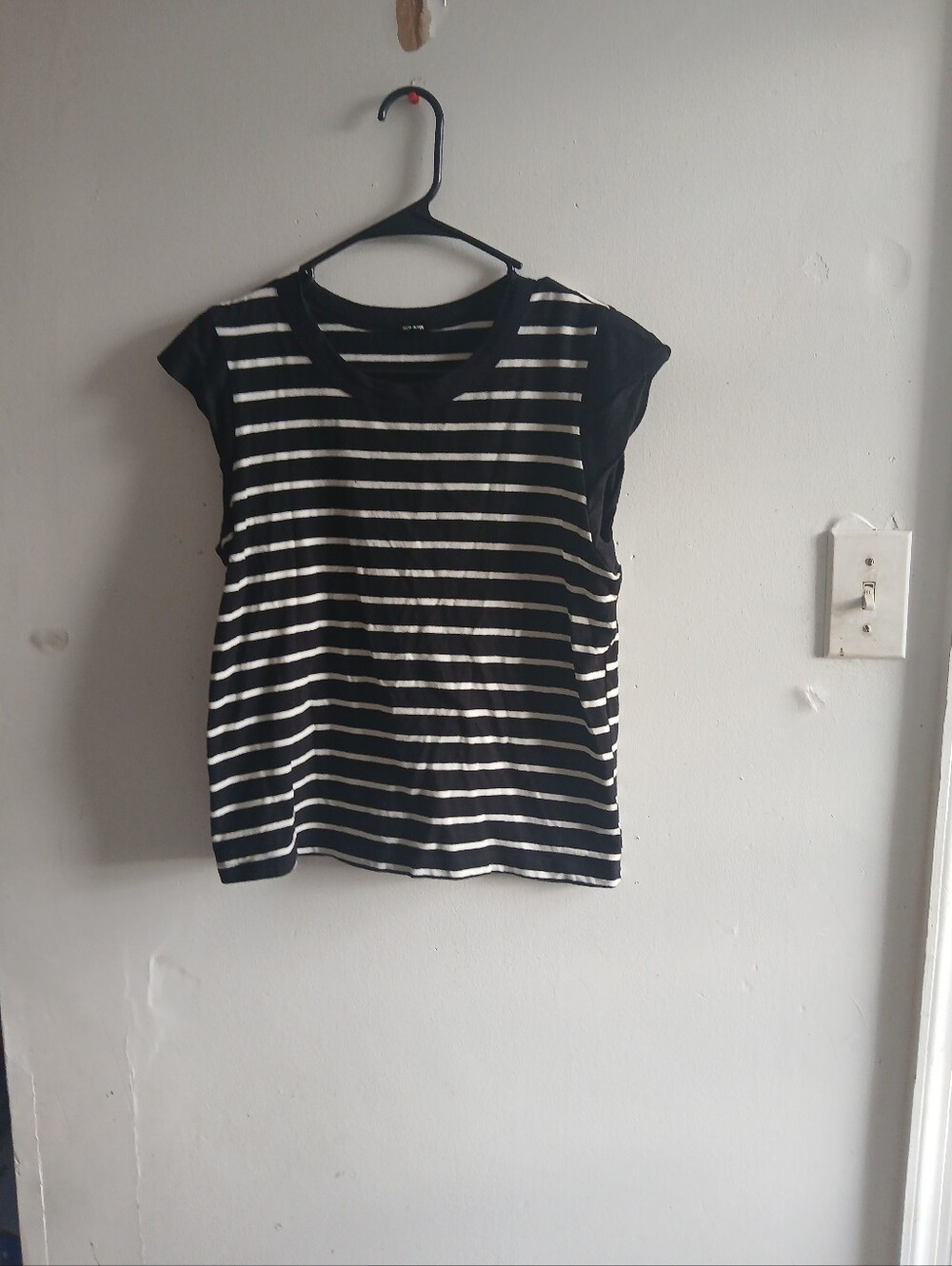 Monrow Black and White Striped Tank Top